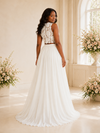 ChicSew Elegant Two Piece A-Line Jewel Sleeveless Lace Chiffon Maxi Wedding Dress