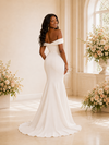 ChicSew Elegant Sexy Mermaid Off The Shoulder V-Neck Crepe Maxi Long Wedding Dress