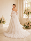 ChicSew Beautiful Sweetheart Lace Applique Tulle A-Line Long Puff Sleeves Maxi Wedding Dress