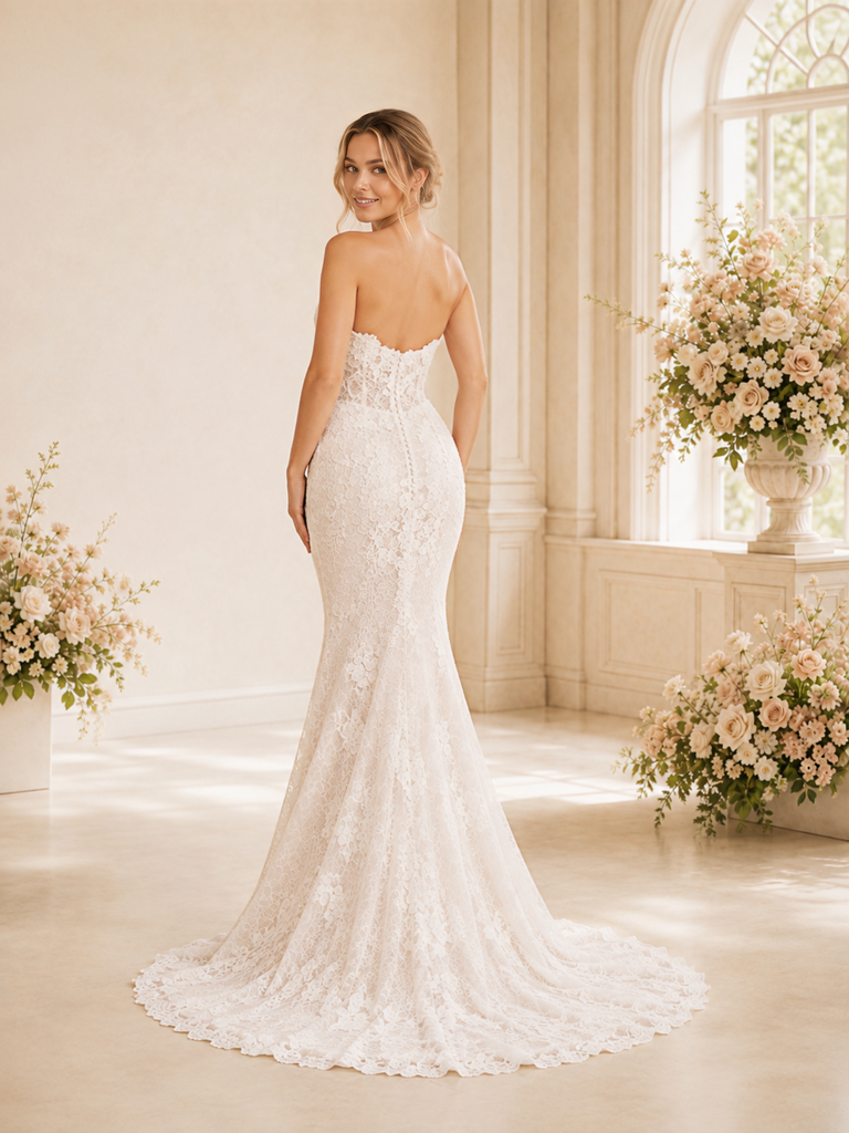 ChicSew Modern Sweetheart Sleeveless Mermaid Lace Tulle Maxi Wedding Dress