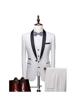 White Classic 3 Piece Men's Suit with Regular Fit and Sophisticated Peak Lapel CN542