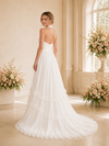 ChicSew Elegant Satin A-Line Halter Pleated Chiffon Maxi Long Wedding Dress