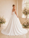 ChicSew Elegant Square Neck Spaghetti Straps Satin A-Line Long Wedding Dresses