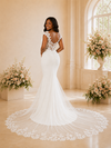 ChicSew Fancy V-Neck Crepe Mermaid Maxi Wedding Dress With Lace Applique