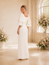 ChicSew Elegant Sabrina Flutter Sleeves Sheath Crepe Long Wedding Dress