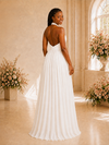 ChicSew Elegant Chiffon Halter Pleated A-Line Floor-Length Wedding Dress With Bow Knot