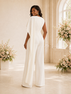 ChicSew Elegant Unique Cape Sleeve Floor-Length Wedding Jumpsuit With Pocket