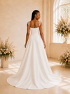 ChicSew Fancy Square Neck Rhinestone Ruching A-Line Satin Maxi Wedding Dress