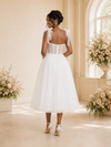 ChicSew Elegant Spaghettt Straps Boning Tulle A-Line Tea-Length Wedding Dress