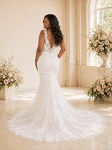 ChicSew Romantic Mermaid V-Neck Spaghetti Straps Lace Maxi Wedding Dress