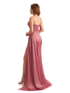 Elegant Silky Satin Sweetheart Boning Mermaid Side Slit Long Bridesmaid Dresses