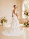 ChicSew Elegant V-Neck Short Sleeves Chiffon A-Line Floor-Length Wedding Dresses With Side Slit