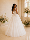 ChicSew Elegant A-Line Illusion Sleeveless Tulle Long Wedding Dress With Lace Appliques