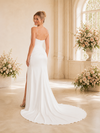 ChicSew Fancy Spaghetti Straps Ruched Satin Mermaid Side Slit Floor-Length Wedding Dress