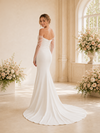 ChicSew Fancy Off The Shoulder Long Tulle Sleeves Mermaid Crepe Floor-Length Wedding Dress