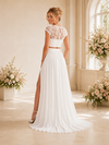ChicSew Beautiful Jewel Cap Sleeves Chiffon A-Line Floor-Length Wedding Dresses With Side Slit