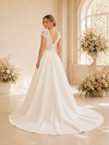 ChicSew Fancy V-Neck Crepe A-Line Lace Applique Cap Sleeves Floor-Length Wedding Dress