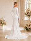 ChicSew Elegant Fancy Crepe Mermaid Long Sleeves Maxi Long Wedding Dresses