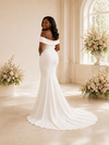 ChicSew Elegant Mermaid Off The Shoulder Crepe Maxi Long Wedding Dress