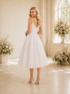 ChicSew Elegant Glitter Tulle A-Line Spaghetti Straps Midi Wedding Dress