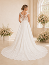 Chicsew Fancy Illusion Cap Sleeves Mermaid Lace Appliques Floor-Length Wedding Dress