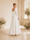 ChicSew Elegant Square Long Sleeves A-Line Crepe Floor-Length Wedding Dress