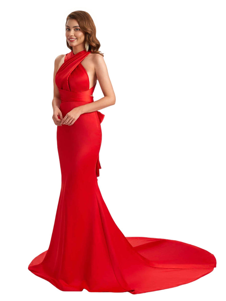 Elegant Soft Satin Convertible Mermaid Unique Long Bridesmaid Dresses