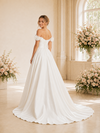 ChicSew Modern Satin Off The Shoulder A-Line Long Wedding Dress With Pleats
