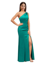 Sexy Mermaid One Shoulder Soft Satin Long Bridesmaid Dresses Online