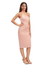 Sexy Mermaid One Shoulder Soft Satin Simple Midi Bridesmaid Dresses Online