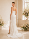 ChicSew Fancy Strapless Ruching Side Slit Mermaid Sleeveless Sequin Wedding Dress