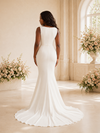 ChicSew Elegant Mermaid Bateau Sleeveless Crepe Maxi Long Wedding Dress