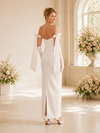 ChicSew Classy Satin Sheath Spaghetti Straps Floor-Length Wedding Dresses With Bow Knot Straps