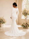 ChicSew Modern Mermaid Bateau Long Sleeves Crepe Maxi Wedding Dress