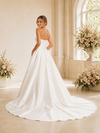ChicSew Classy Satin Sweetheart A-Line Ruched Long Wedding Dress With Pocket