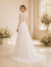 ChicSew Fancy Round Neck Long Sleeves Lace Tulle Long A-Line Wedding Dress