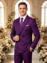 Classic 2 Piece Purple Men's Suit with Regular Fit and Sophisticated Peak Lapel