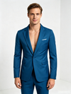 Classic 2 Piece Ocean Blue Men's Suit with Regular Fit and Sophisticated Peak Lapel