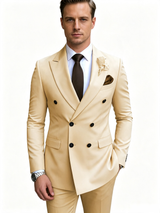 Classic 2 Piece Champagne Men's Suit with Regular Fit and Sophisticated Peak Lapel