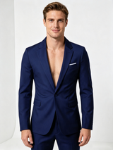 Classic 1 Piece Dark Navy Men's Suit with Regular Fit and Sophisticated Peak Lapel