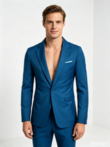 Classic 1 Piece Ocean Blue Men's Suit with Regular Fit and Sophisticated Peak Lapel