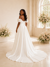 ChicSew Beautiful Off The Shoulder Side Slit A-Line Satin Maxi Long Wedding Dress