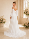 ChicSew Classy Sweetheart 3/4 Sleeves Chiffon A-Line Maxi Long Wedding Dress With Side Slit