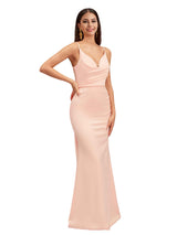 Sexy Spaghetti Straps Mermaid Soft Satin Simple Floor Length Bridesmaid Dresses Online