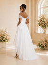 ChicSew Elegant Off The Shoulder Lace Chiffon A-Line High-Low Wedding Dress