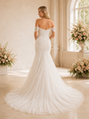 ChicSew Delicate Off The Shoulder Mermaid Lace Tulle Maxi Wedding Dresses With Pleats