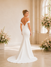 ChicSew Classy Elegant Off The Shoulder Crepe Mermaid Floor-Length Wedding Dress With Train