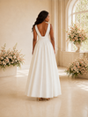 ChicSew Sexy Deep V-Neck Crepe A-Line Spaghetti Straps Floor-Length Wedding Dress