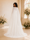 ChicSew Simple Mermaid Crepe Long Wedding Dress With Chiffon Cape Sleeves
