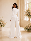 ChicSew Modern V-Neck Long Sleeves Crepe Floor-Length Wedding Jumpsuit